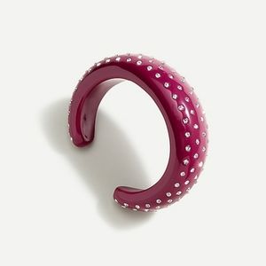 J.Crew resin/glass stones retro chunky dome cuff bracelet, purple